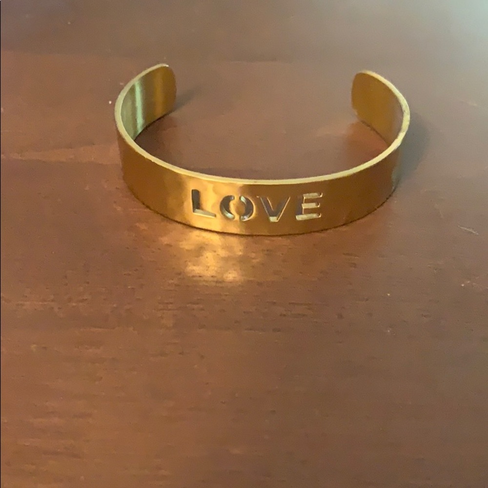 Rustic Cuff “Love” gold cuff, good condition
